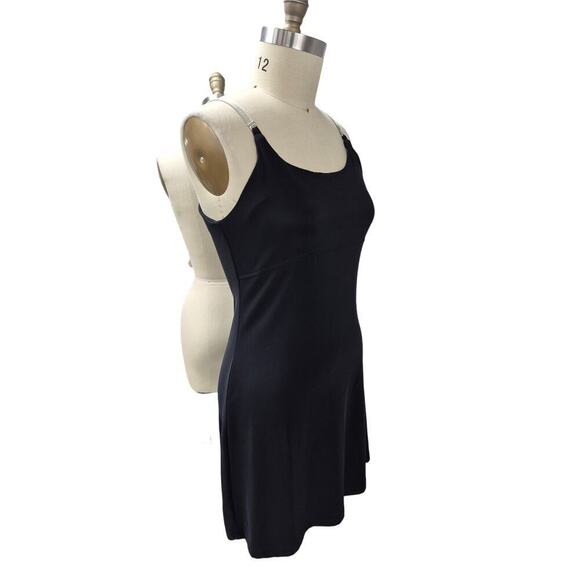 Vtg 80s City Triangles Little Black Dress Silver Mesh Straps S Whimsey goth S/M - Picture 2 of 5